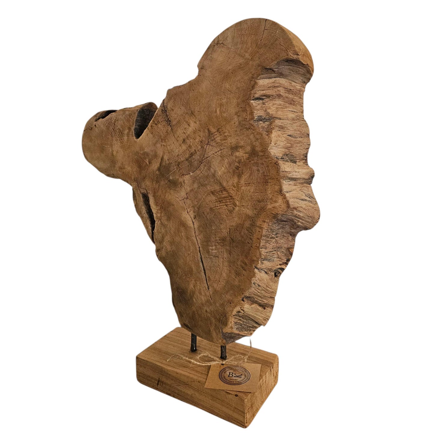 Ornament Baumscheibe auf Holzsockel Holz Skulptur Naturprodukt unbehandelt Nr7