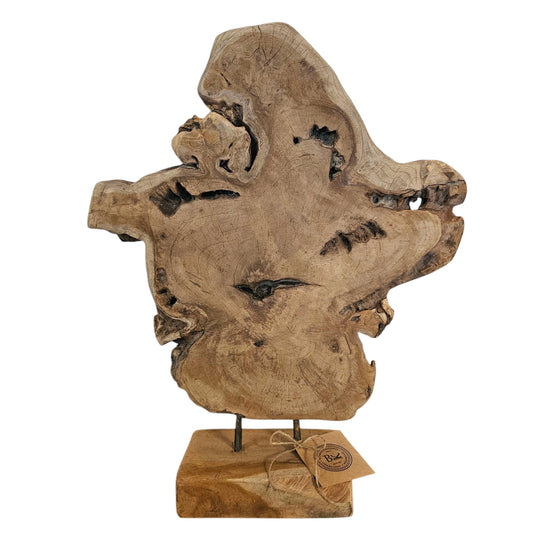 Ornament Baumscheibe auf Holzsockel Holz Skulptur Naturprodukt unbehandelt Nr 2