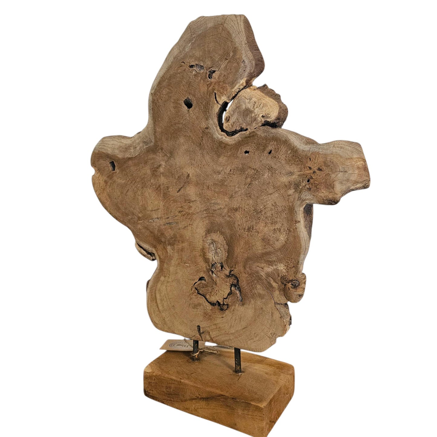 Ornament Baumscheibe auf Holzsockel Holz Skulptur Naturprodukt unbehandelt Nr 2