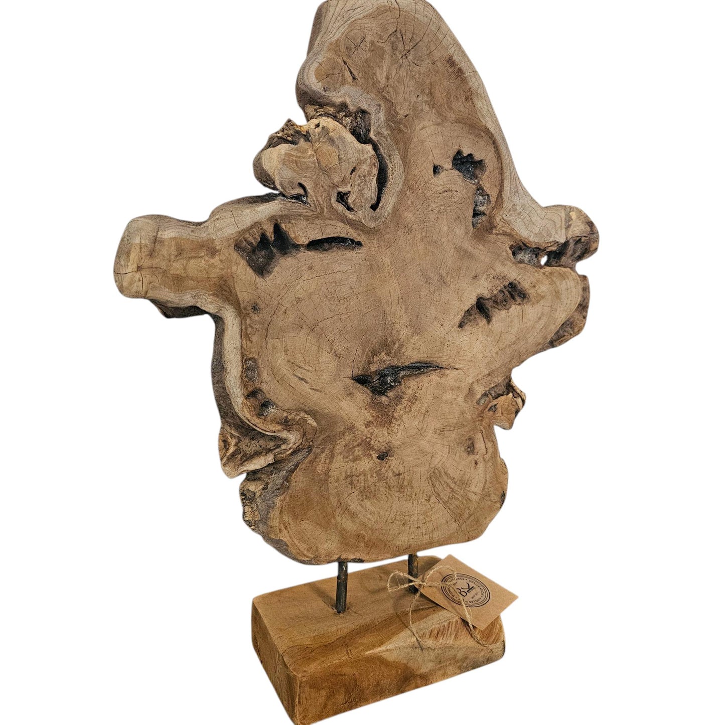 Ornament Baumscheibe auf Holzsockel Holz Skulptur Naturprodukt unbehandelt Nr 2