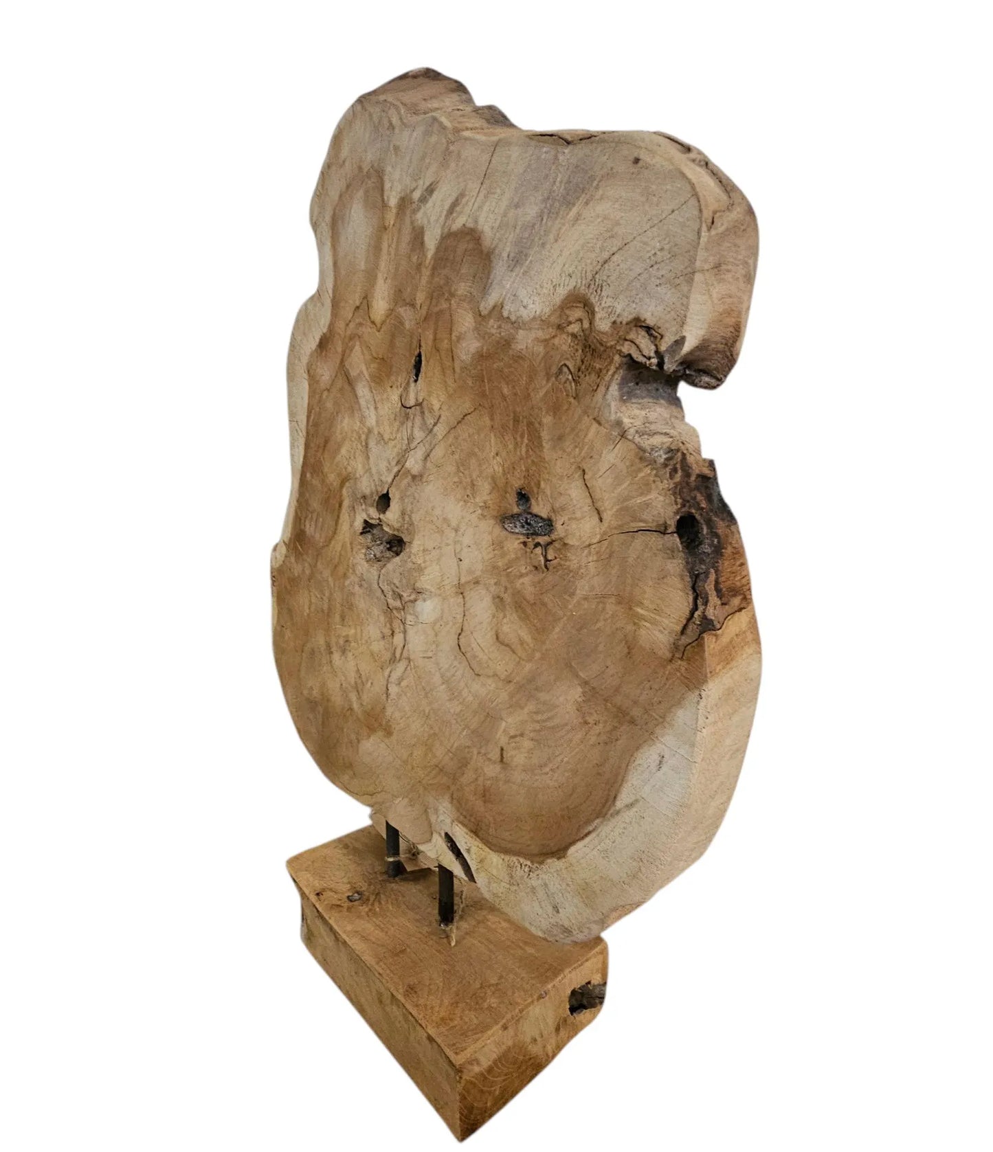 Ornament Baumscheibe auf Holzsockel Holz Skulptur Naturprodukt unbehandelt Nr5