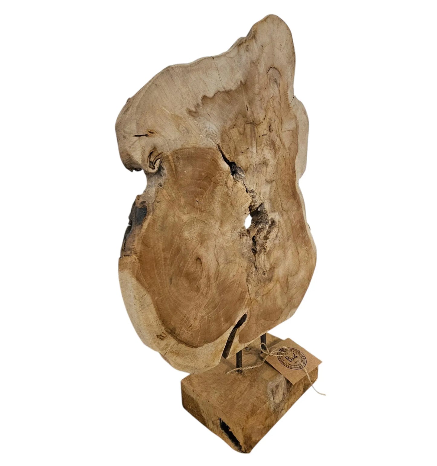 Ornament Baumscheibe auf Holzsockel Holz Skulptur Naturprodukt unbehandelt Nr5