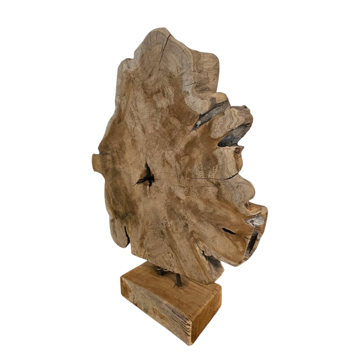 Ornament Baumscheibe auf Holzsockel Holz Skulptur Naturprodukt unbehandelt Nr4