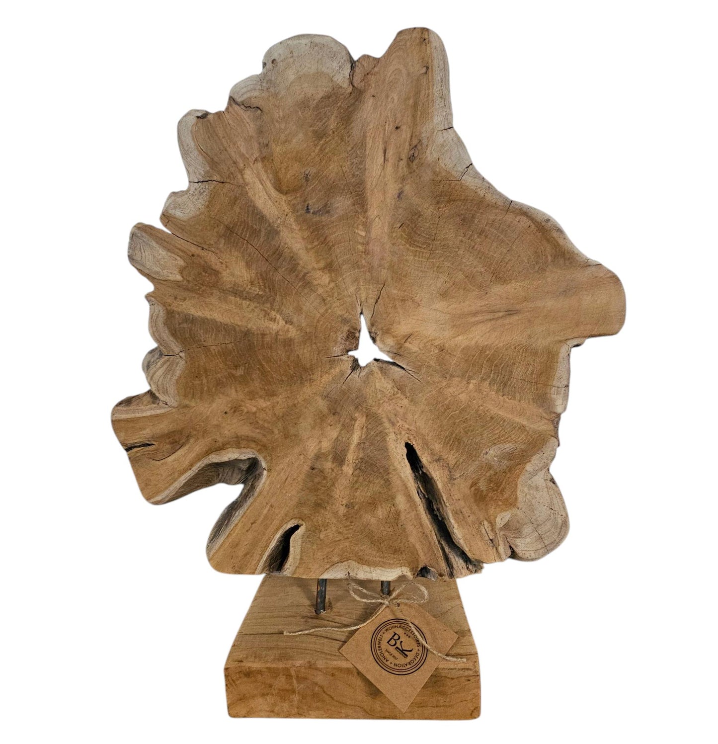Ornament Baumscheibe auf Holzsockel Holz Skulptur Naturprodukt unbehandelt Nr4