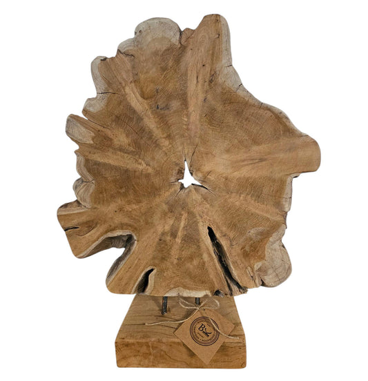 Ornament Baumscheibe auf Holzsockel Holz Skulptur Naturprodukt unbehandelt Nr4
