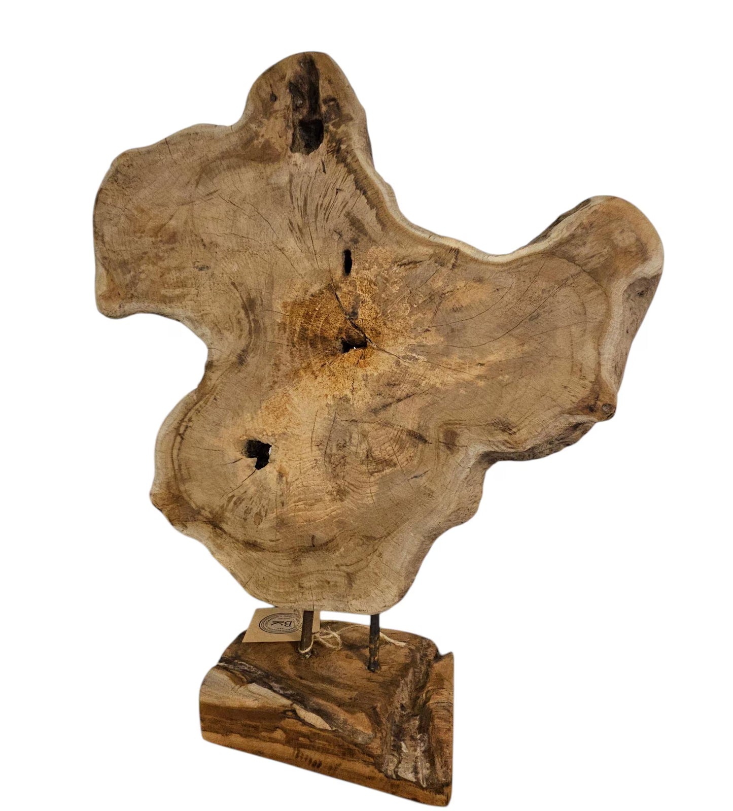 Ornament Baumscheibe auf Holzsockel Holz Skulptur Naturprodukt unbehandelt Nr3