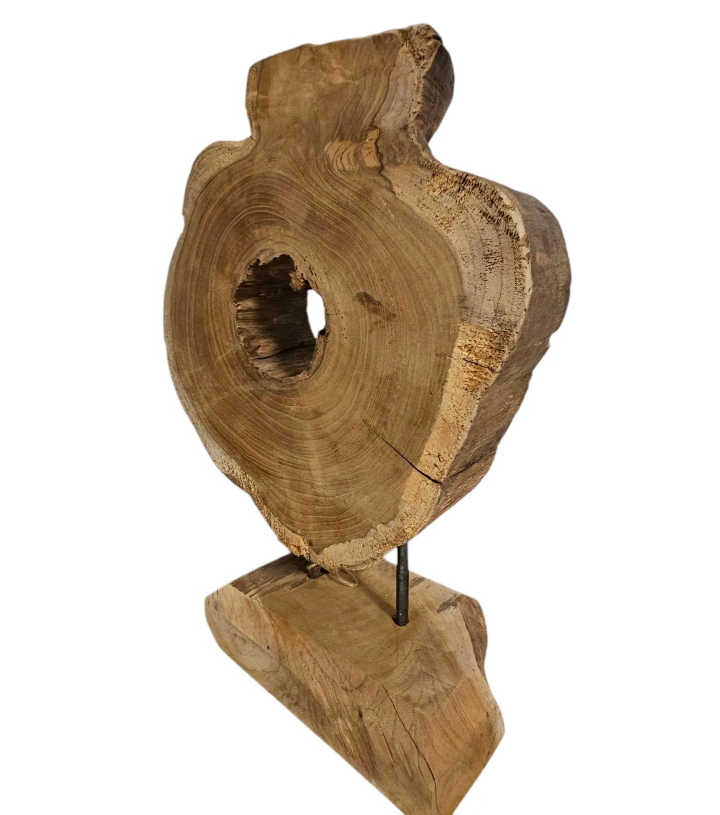 Ornament Baumscheibe auf Holzsockel Holz Skulptur Naturprodukt unbehandelt Nr1