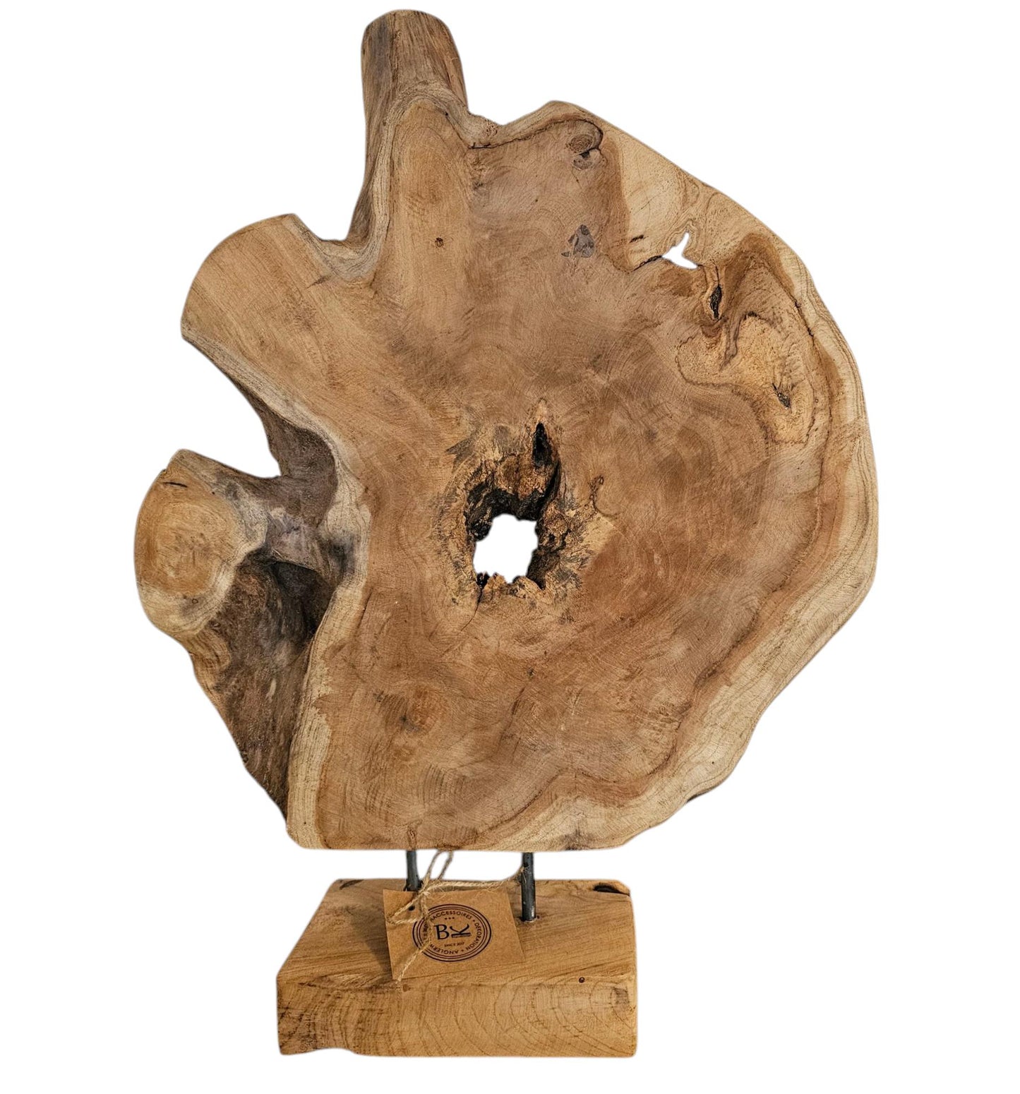 Ornament Baumscheibe auf Holzsockel Holz Skulptur Naturprodukt unbehandelt Nr8