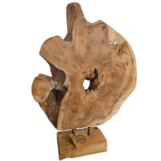 Ornament Baumscheibe auf Holzsockel Holz Skulptur Naturprodukt unbehandelt Nr8