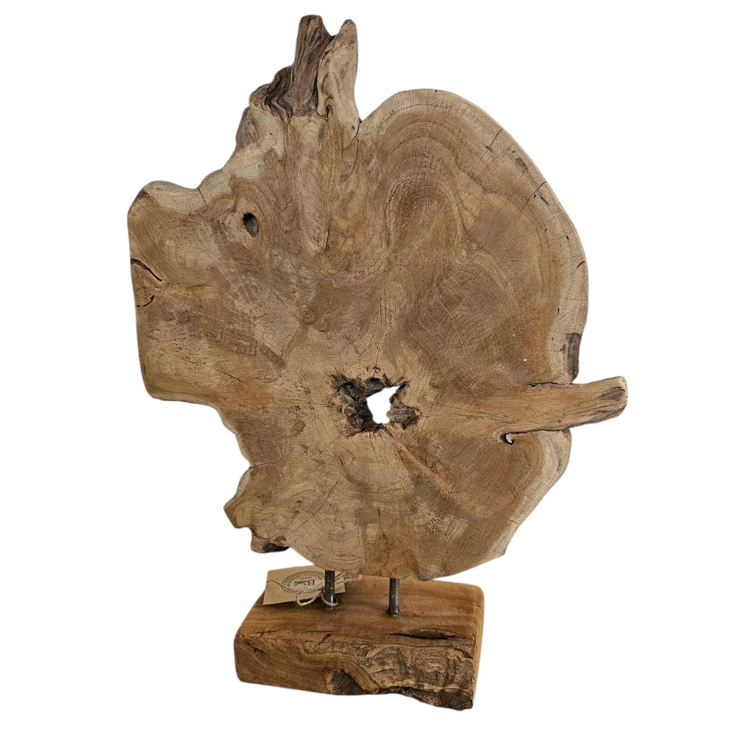 Ornament Baumscheibe auf Holzsockel Holz Skulptur Naturprodukt unbehandelt Nr6