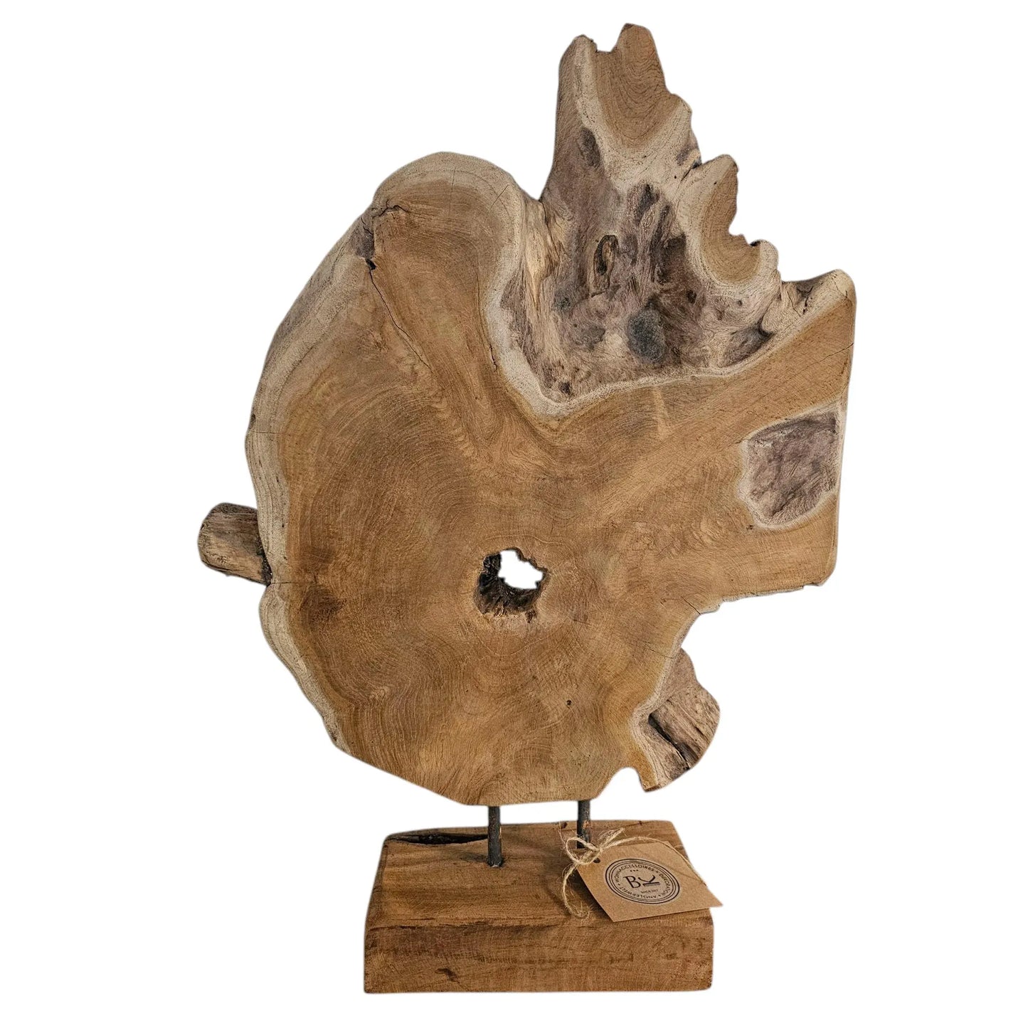 Ornament Baumscheibe auf Holzsockel Holz Skulptur Naturprodukt unbehandelt Nr6