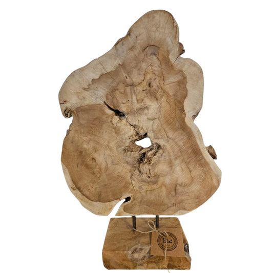 Ornament Baumscheibe auf Holzsockel Holz Skulptur Naturprodukt unbehandelt Nr5