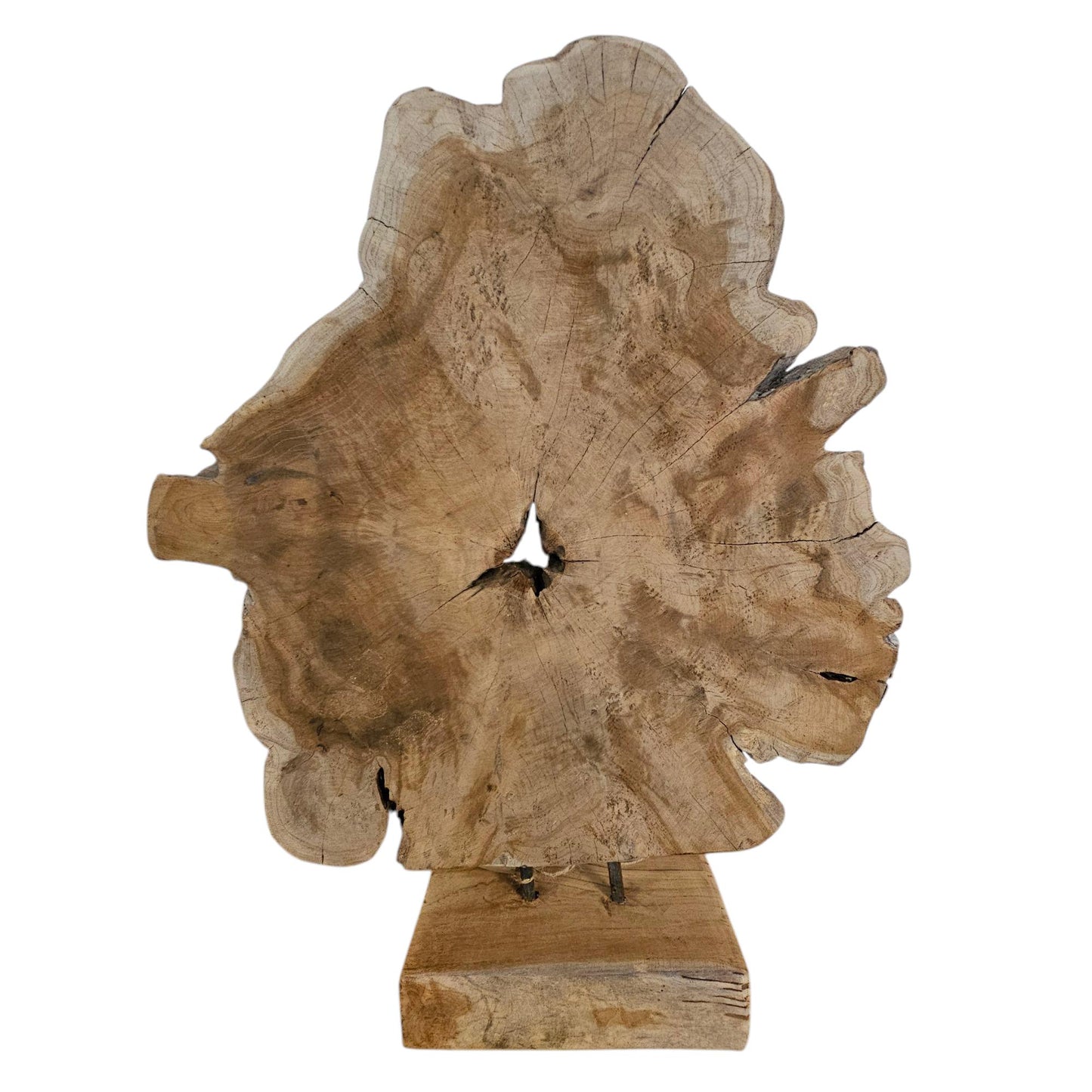 Ornament Baumscheibe auf Holzsockel Holz Skulptur Naturprodukt unbehandelt Nr4