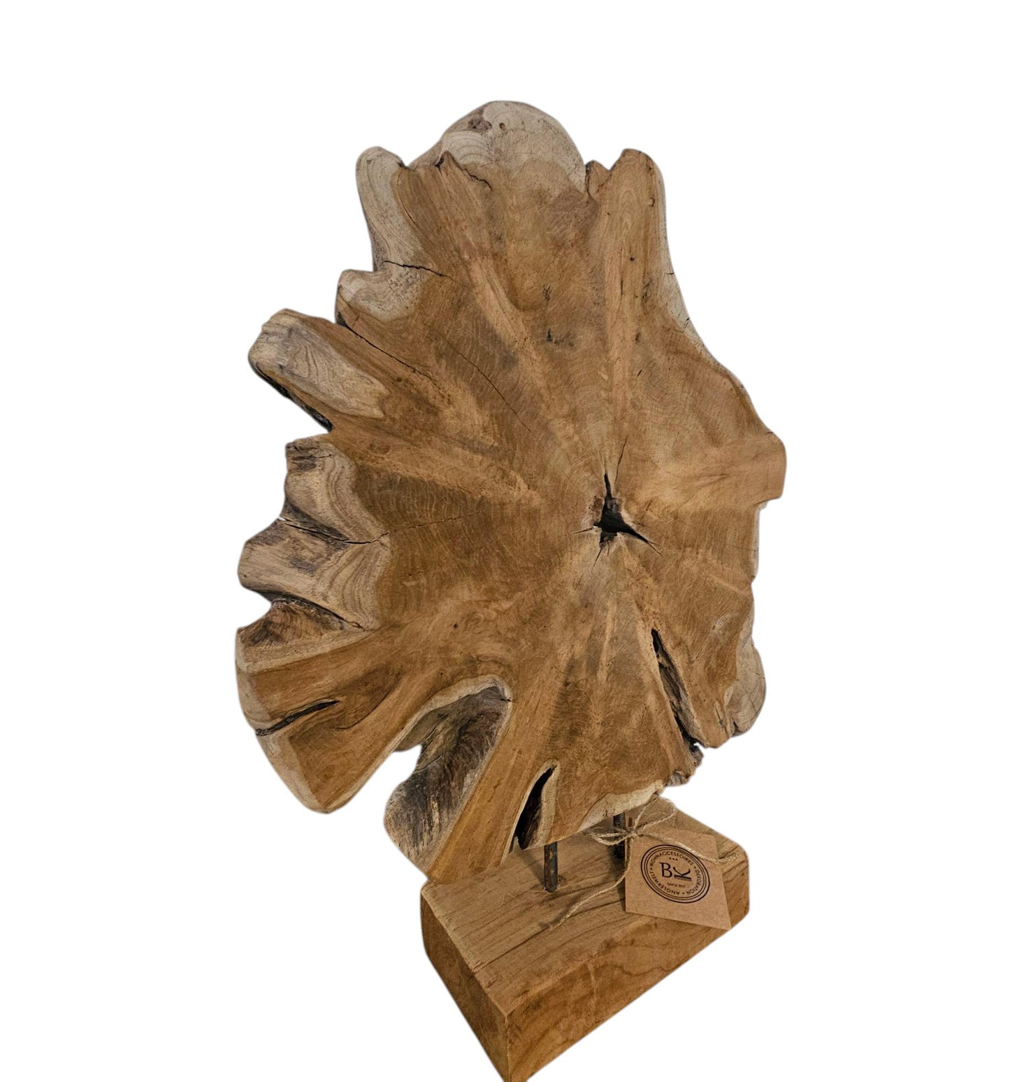 Ornament Baumscheibe auf Holzsockel Holz Skulptur Naturprodukt unbehandelt Nr4