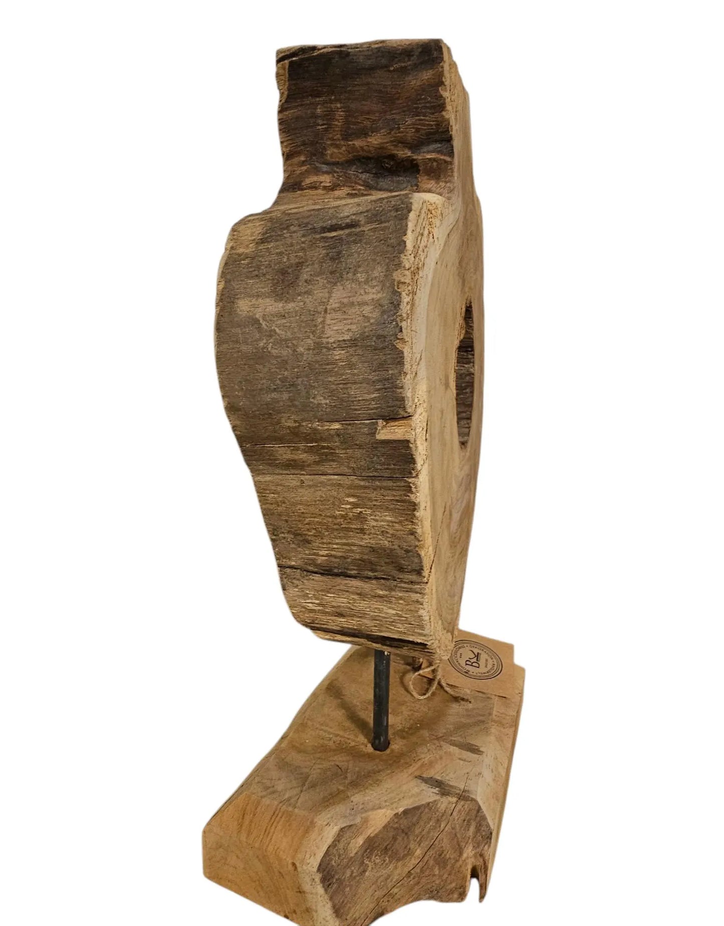 Ornament Baumscheibe auf Holzsockel Holz Skulptur Naturprodukt unbehandelt Nr1