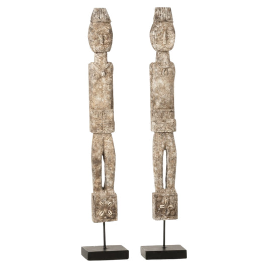 J-Line Figur auf Fuß Naya Albasia 2 Stück 54 cm