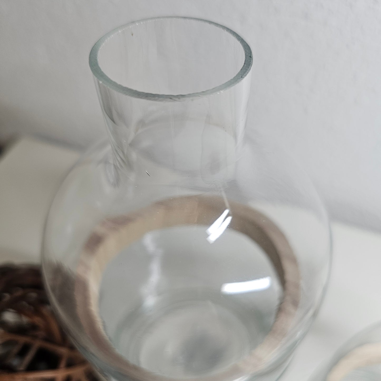 Glasvase transparent mit Holzring 3 Teile