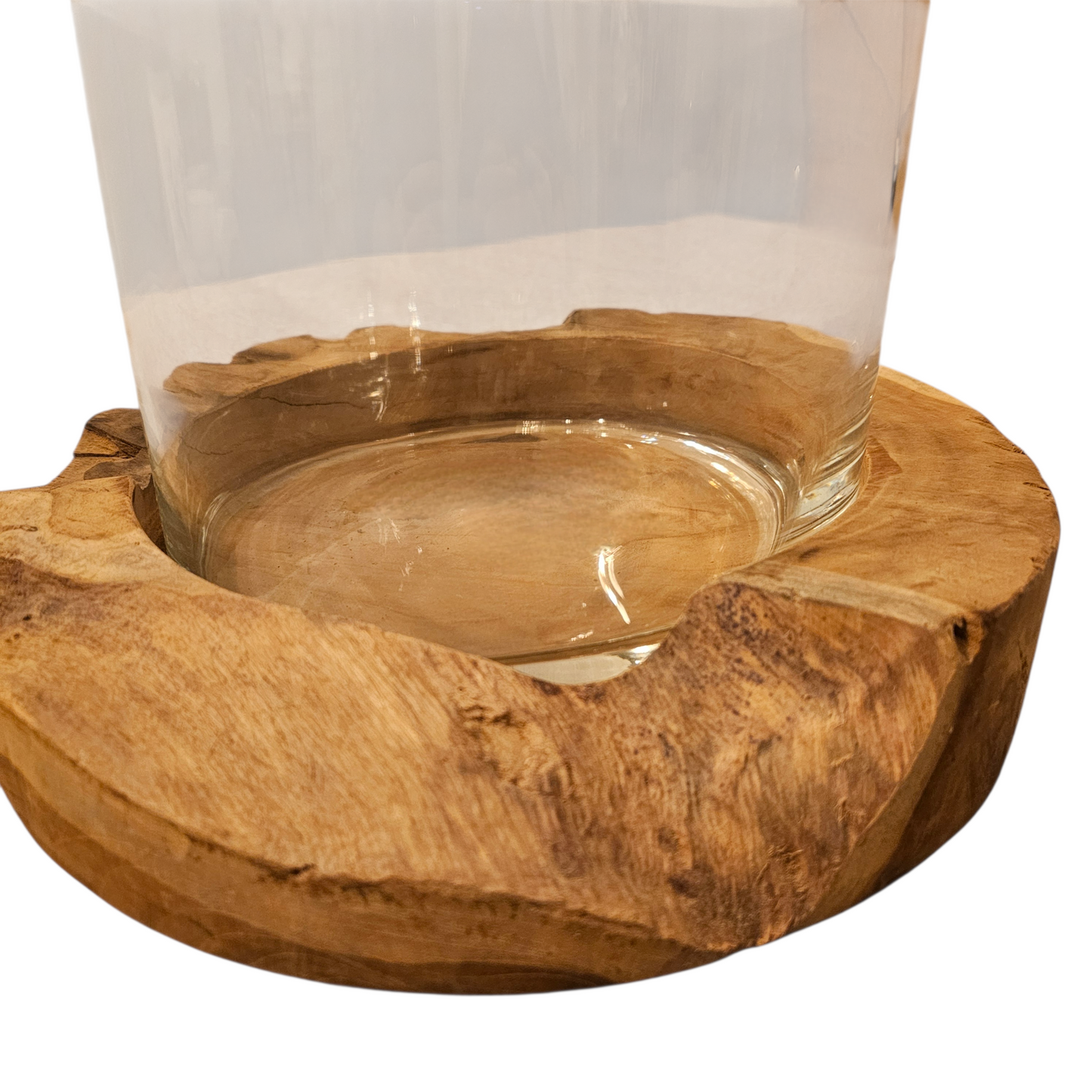 Glasvase auf Holzscheibe  aus 2 Teilen BK TrendDesign Nr2