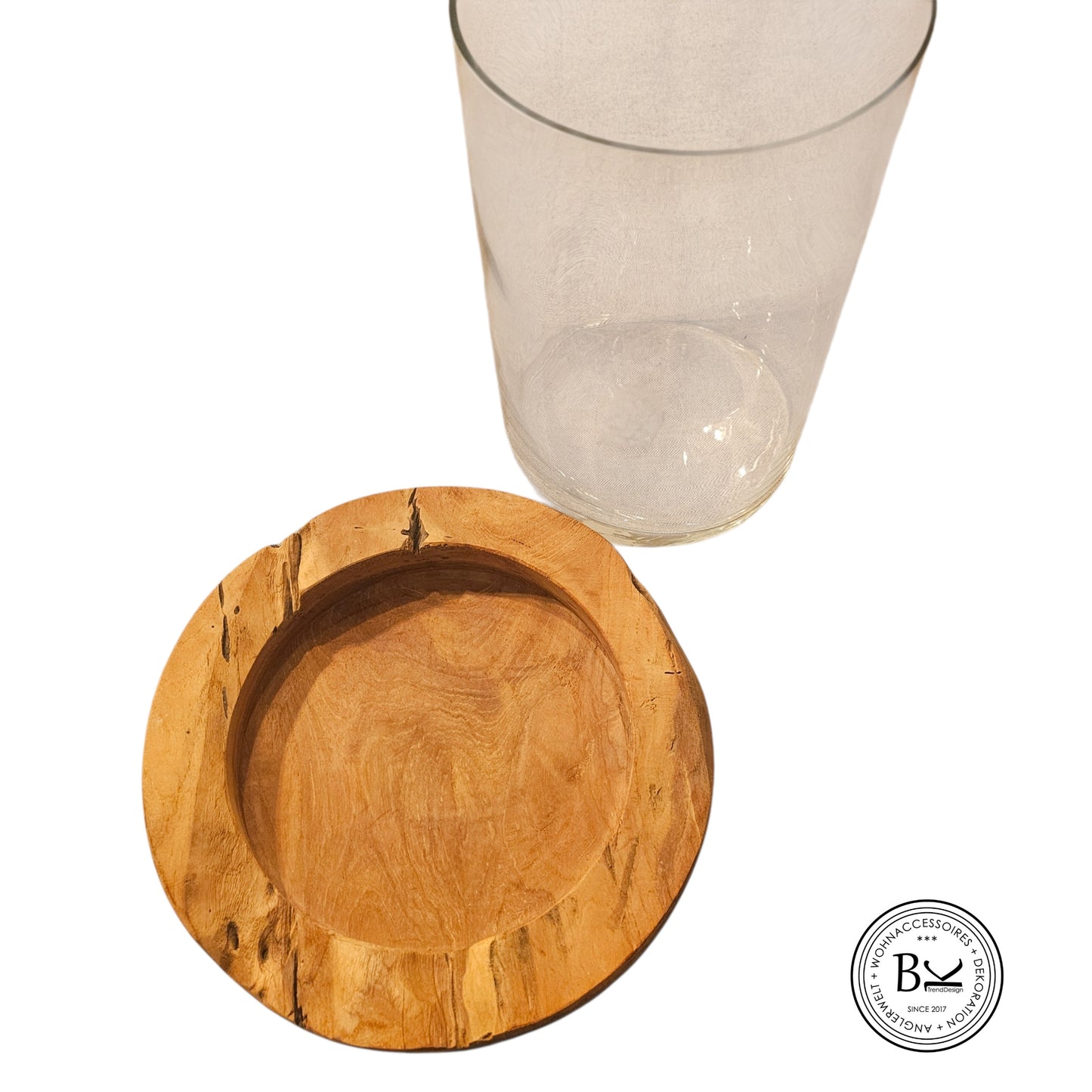 Glasvase auf Holzscheibe  aus 2 Teilen BK TrendDesign Nr6