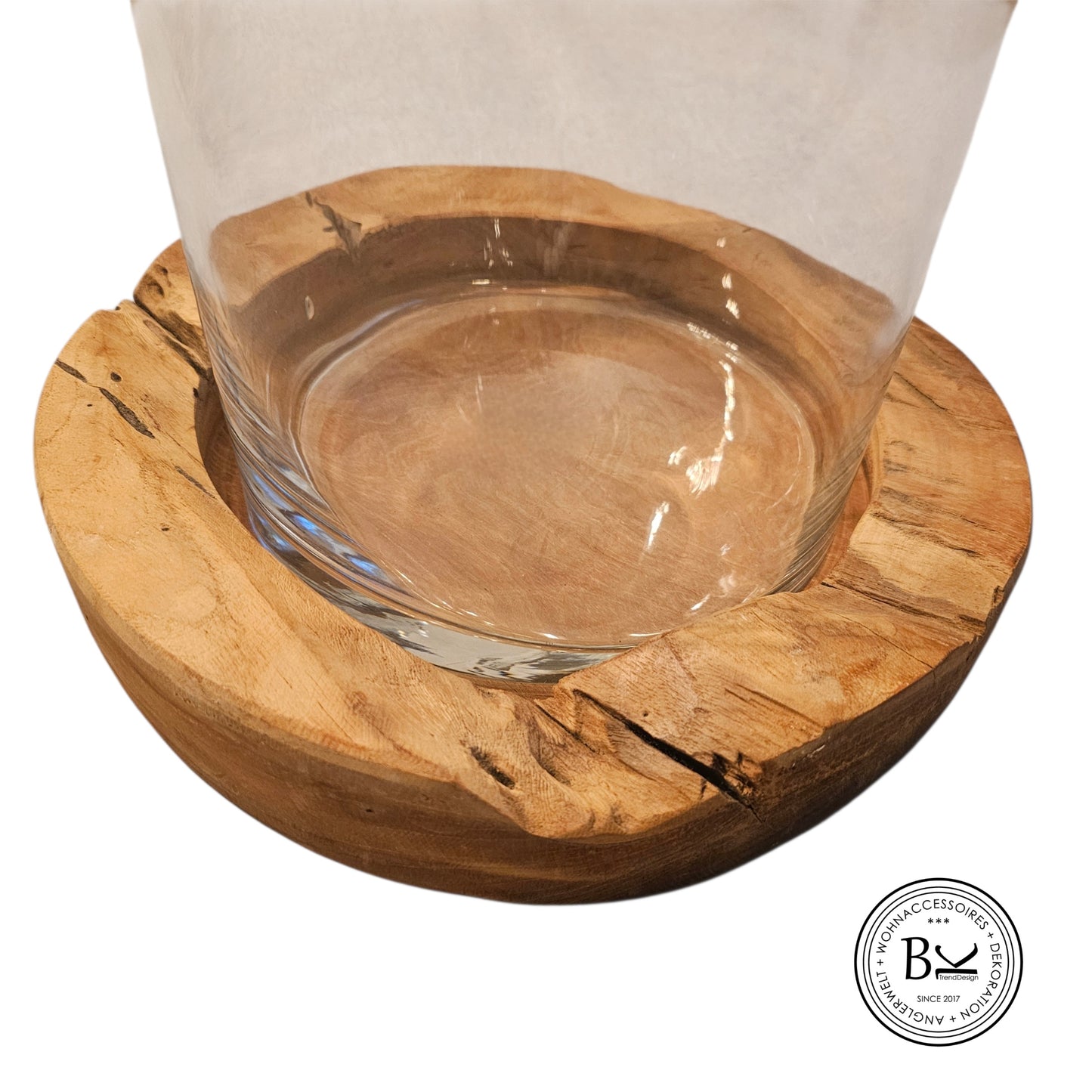 Glasvase auf Holzscheibe  aus 2 Teilen BK TrendDesign Nr6