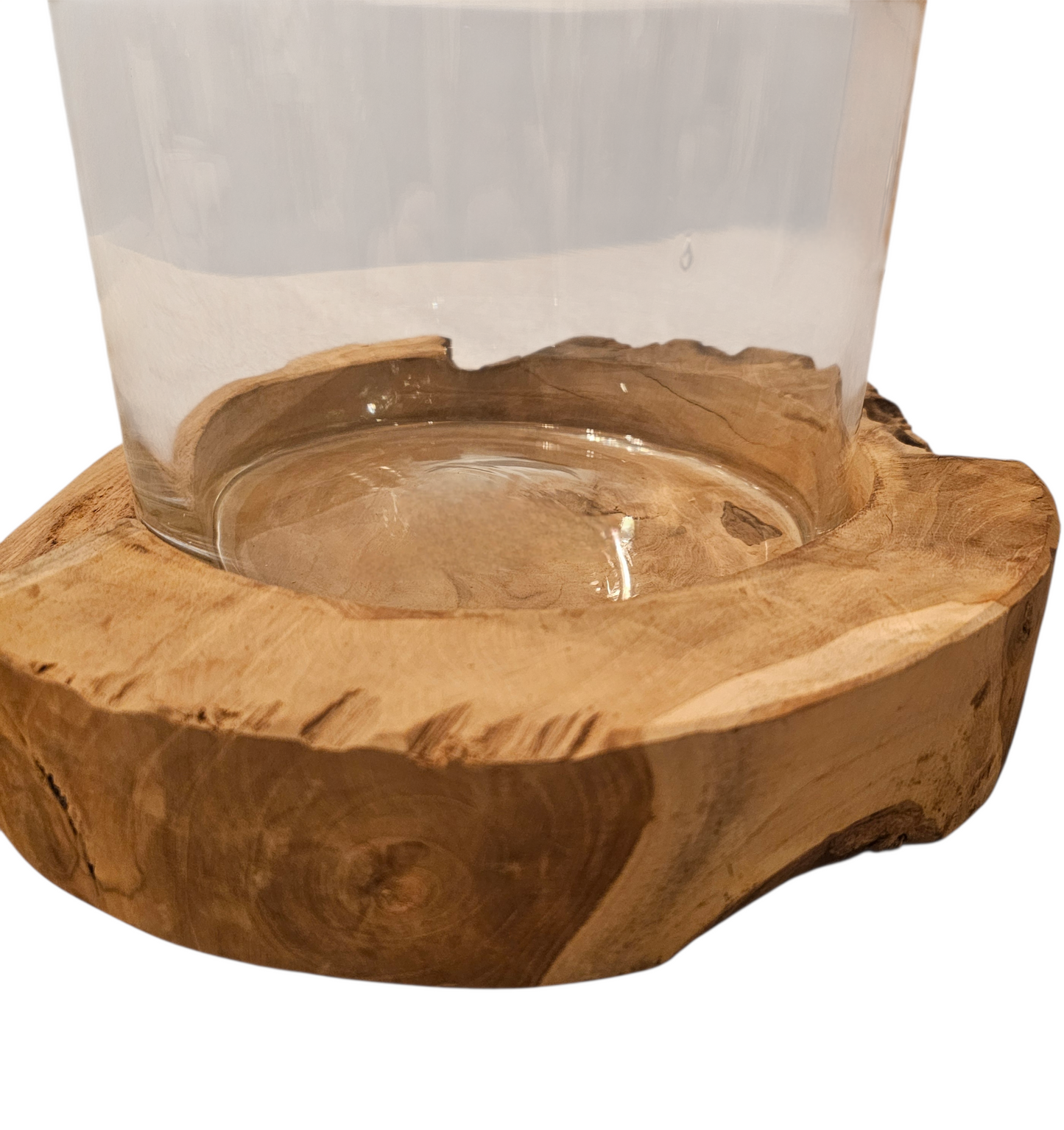 Glasvase auf Holzscheibe  aus 2 Teilen BK TrendDesign Nr2