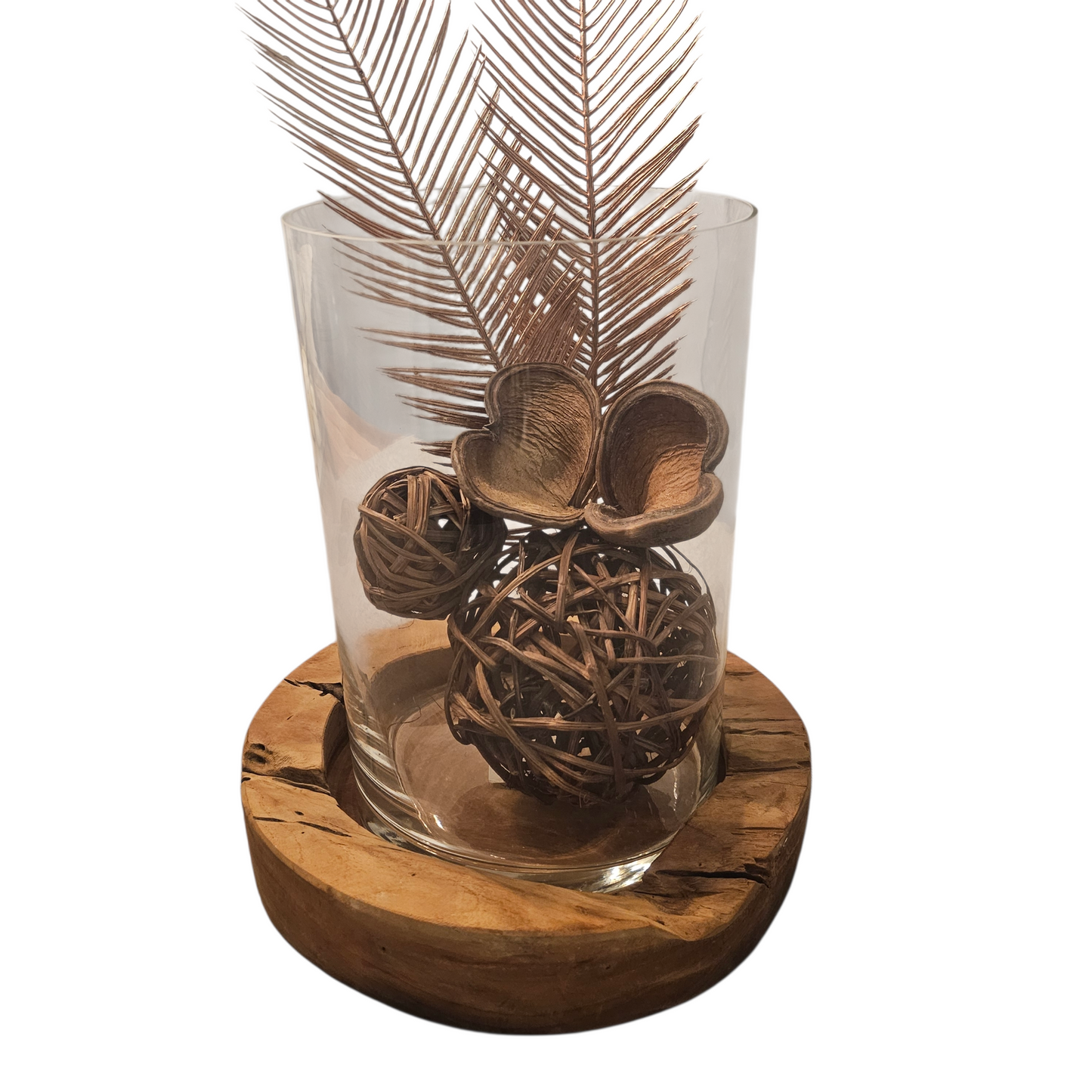 Glasvase auf Holzscheibe  aus 2 Teilen BK TrendDesign Nr6