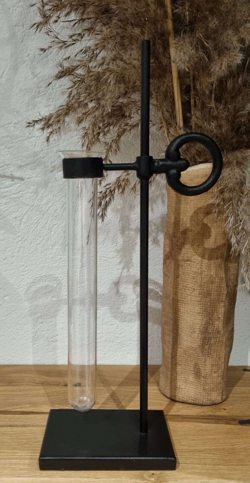 Vase Reagenzglas Metall 40 cm Glas Blumenvase Glasvase Landhaus Vintage Shabby